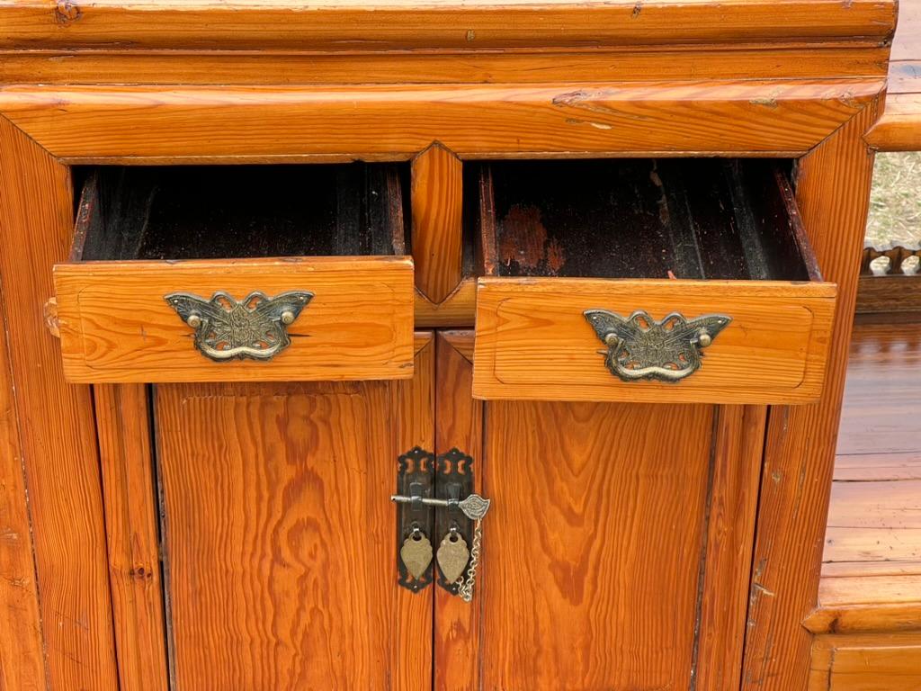 Vintage Asian Pine Etagere Display Cabinet For Sale 4