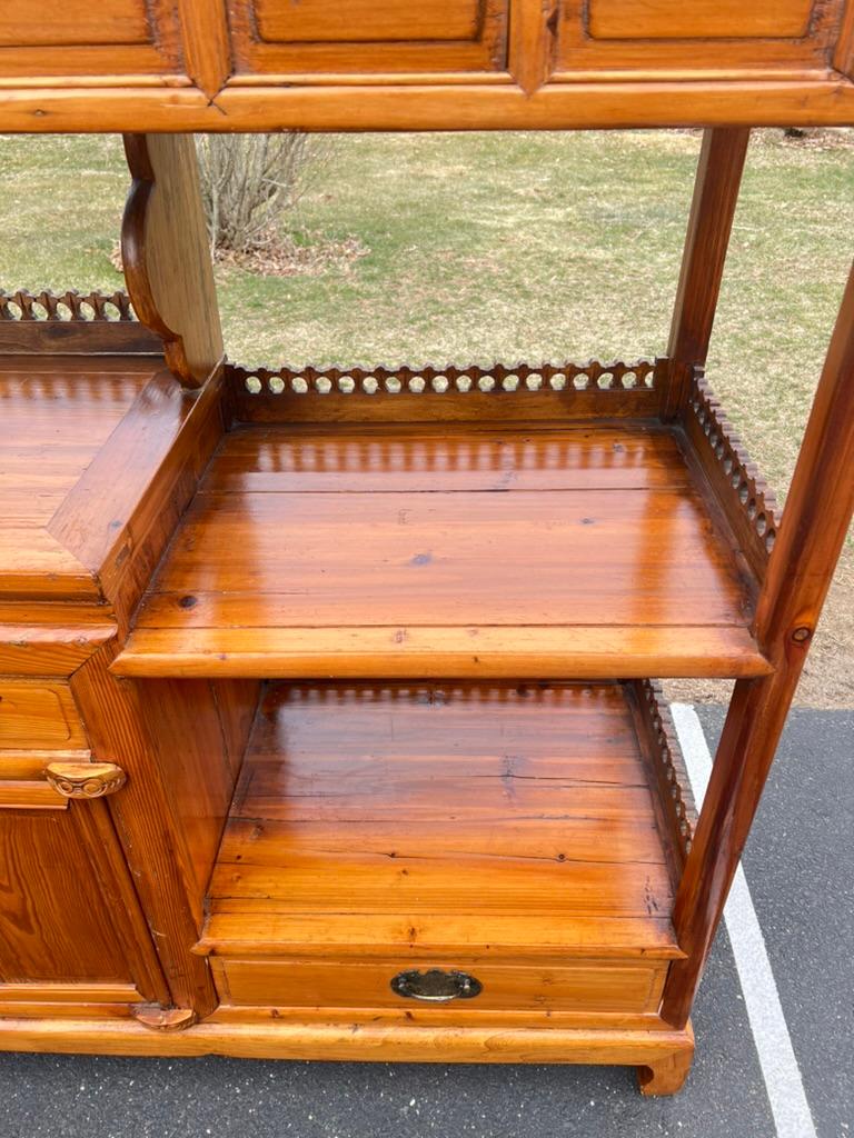 Vintage Asian Pine Etagere Display Cabinet For Sale 1