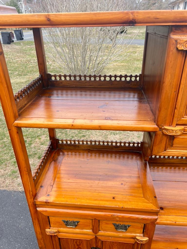 Vintage Asian Pine Etagere Display Cabinet For Sale 2