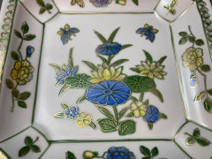 Vintage Asian Porcelain Octagonal Ashtray Dish Catchall
