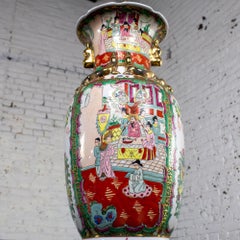 Vintage Asian Porcelain Rose Medallion Vase Sold by Andrea by Sadek Hand Painted