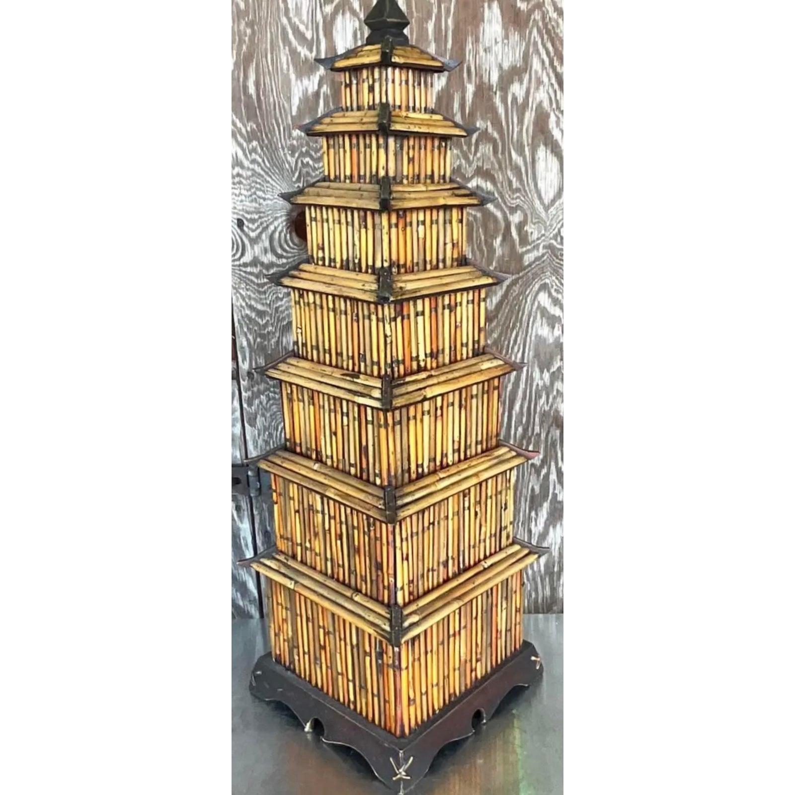20th Century Vintage Asian Rattan Pagodas - A Pair For Sale