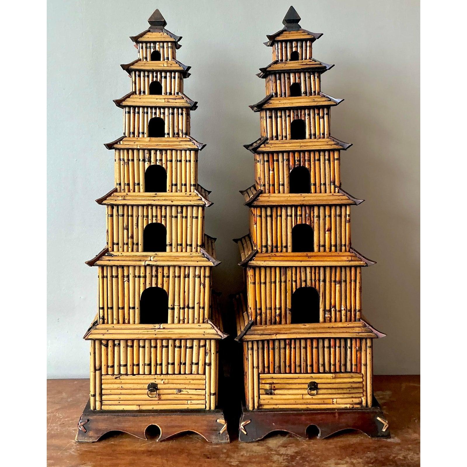 Vintage Asian Rattan Pagodas - A Pair For Sale 2
