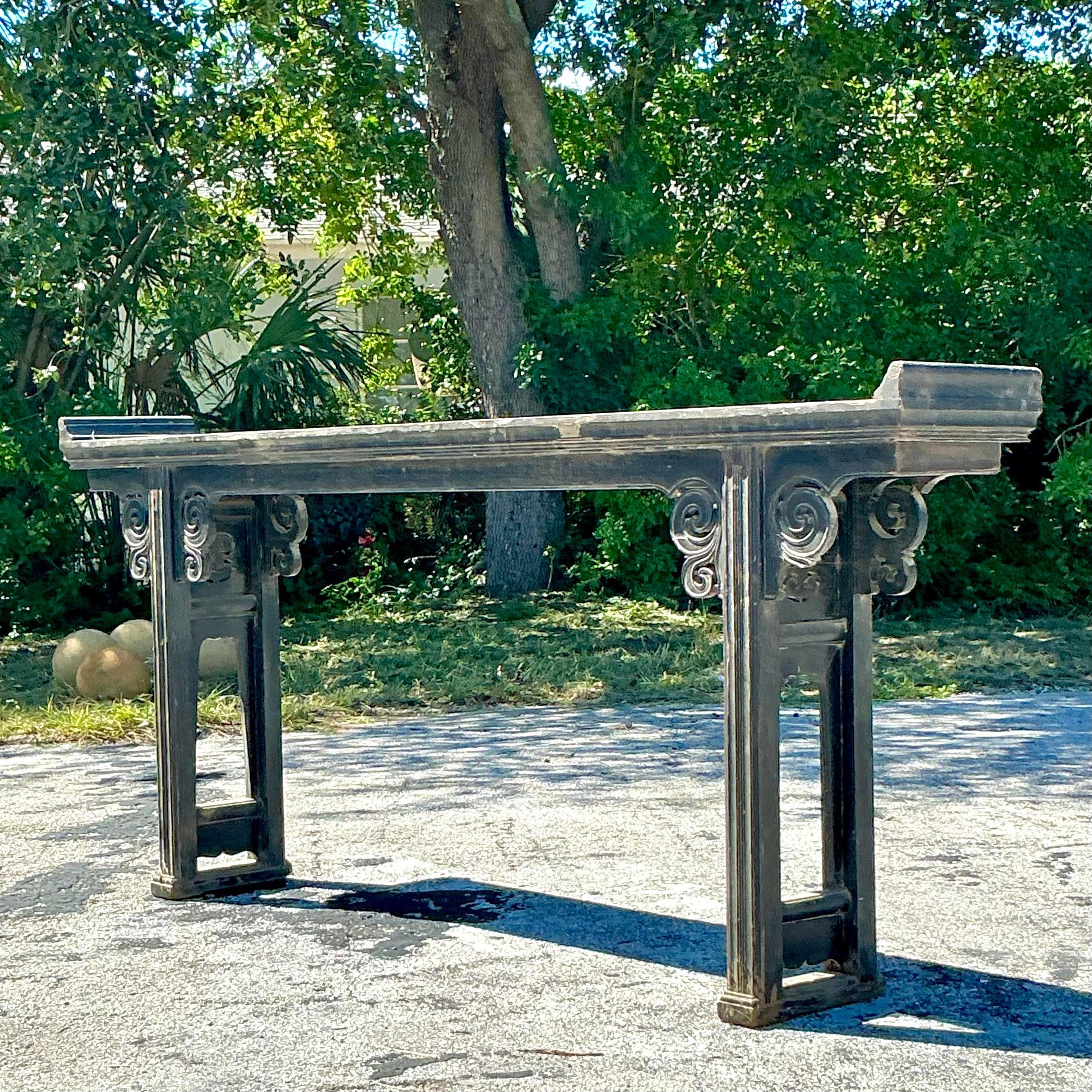 Vintage Asian Reclaimed Wood Console Table For Sale 5