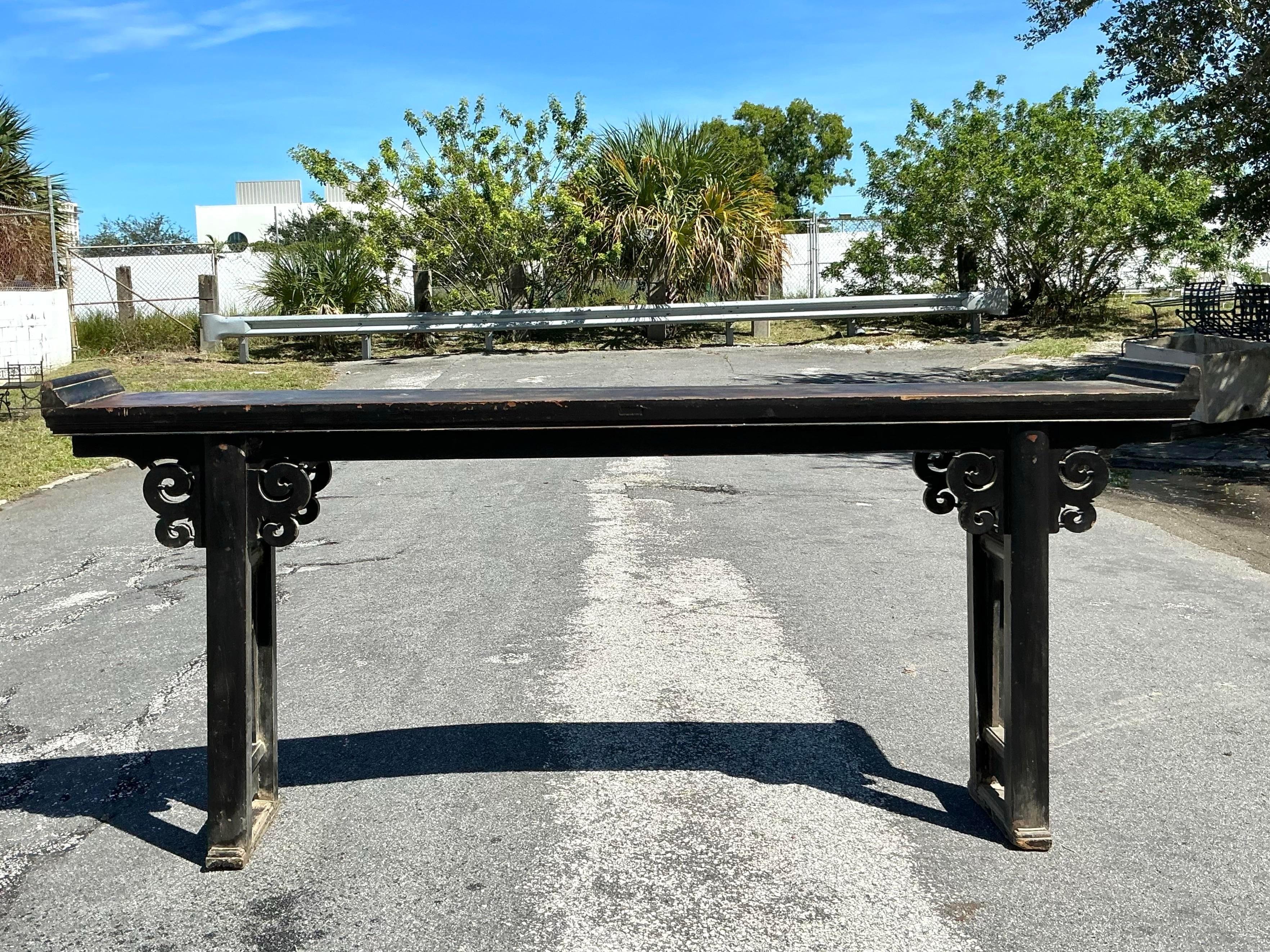 Vintage Asian Reclaimed Wood Console Table For Sale 1