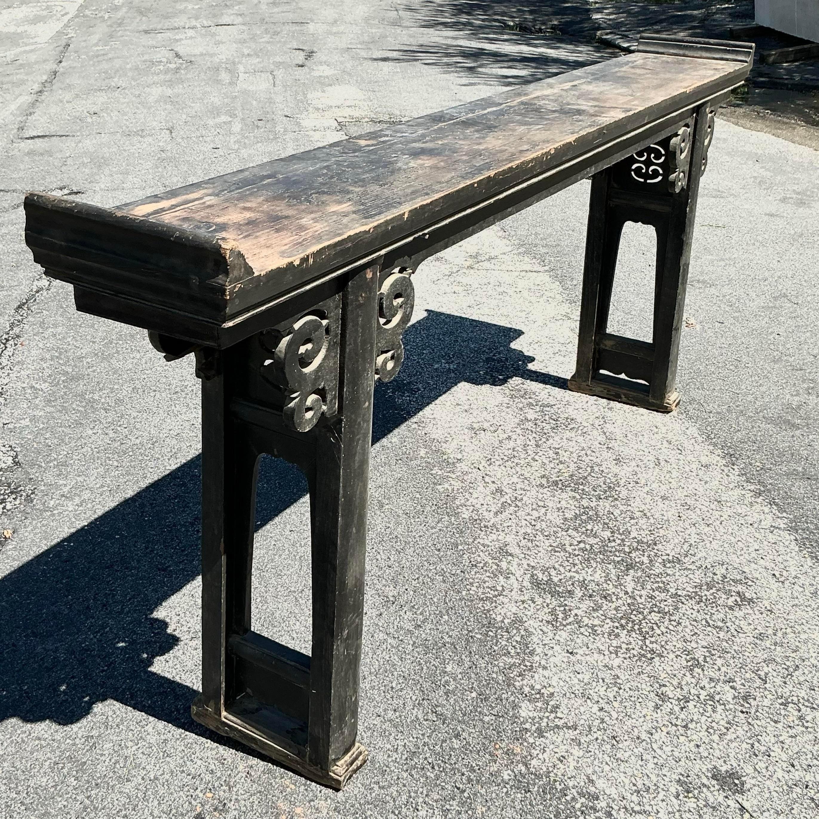 Vintage Asian Reclaimed Wood Console Table For Sale 2