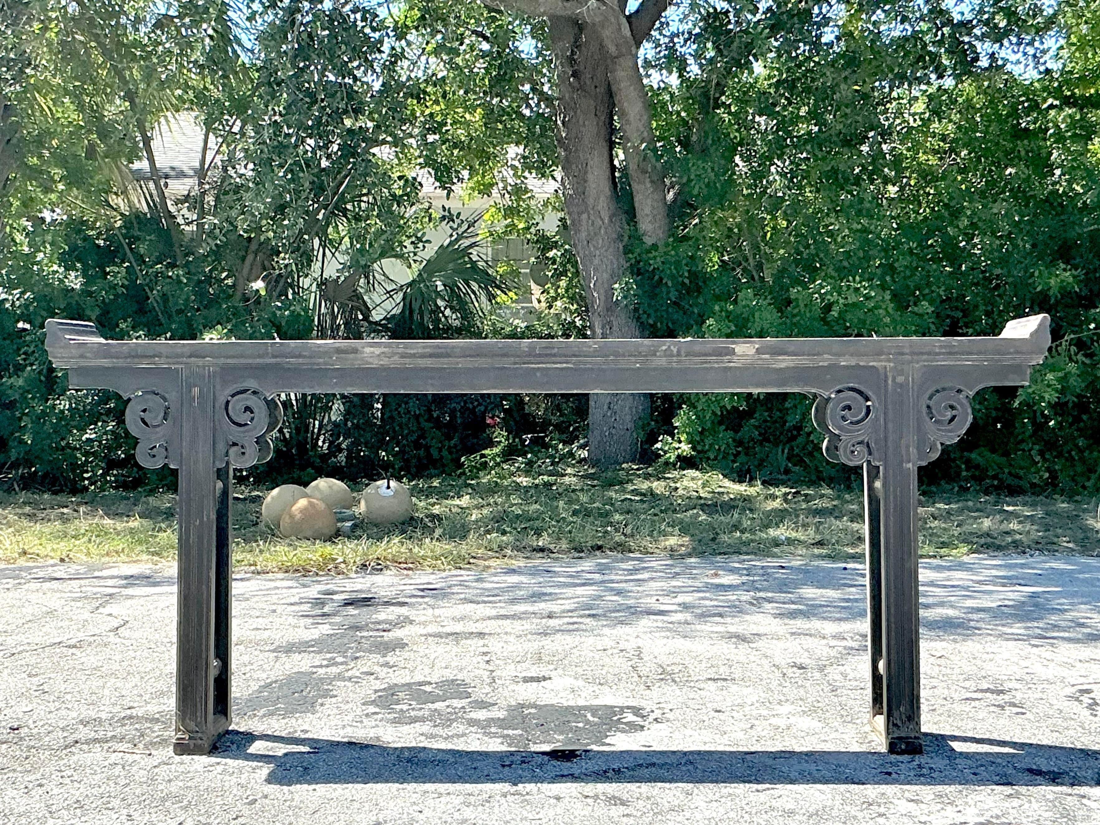 Vintage Asian Reclaimed Wood Console Table For Sale 4