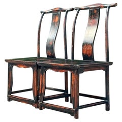 Vintage Asian Reclaimed Wood Emperor Chair - a Pair