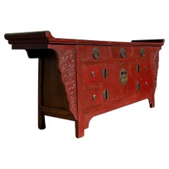 Crédence pagode asiatique vintage en bois de récupération