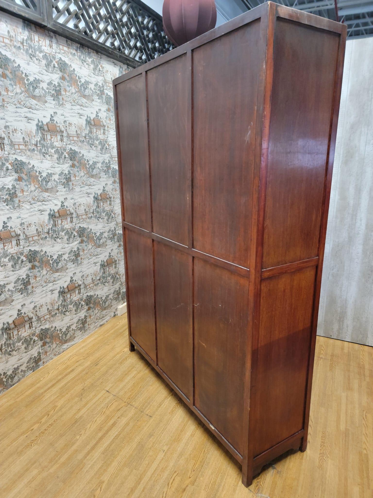 Vintage Chinese Red Lacquered Elmwood Cube Bookcase 1