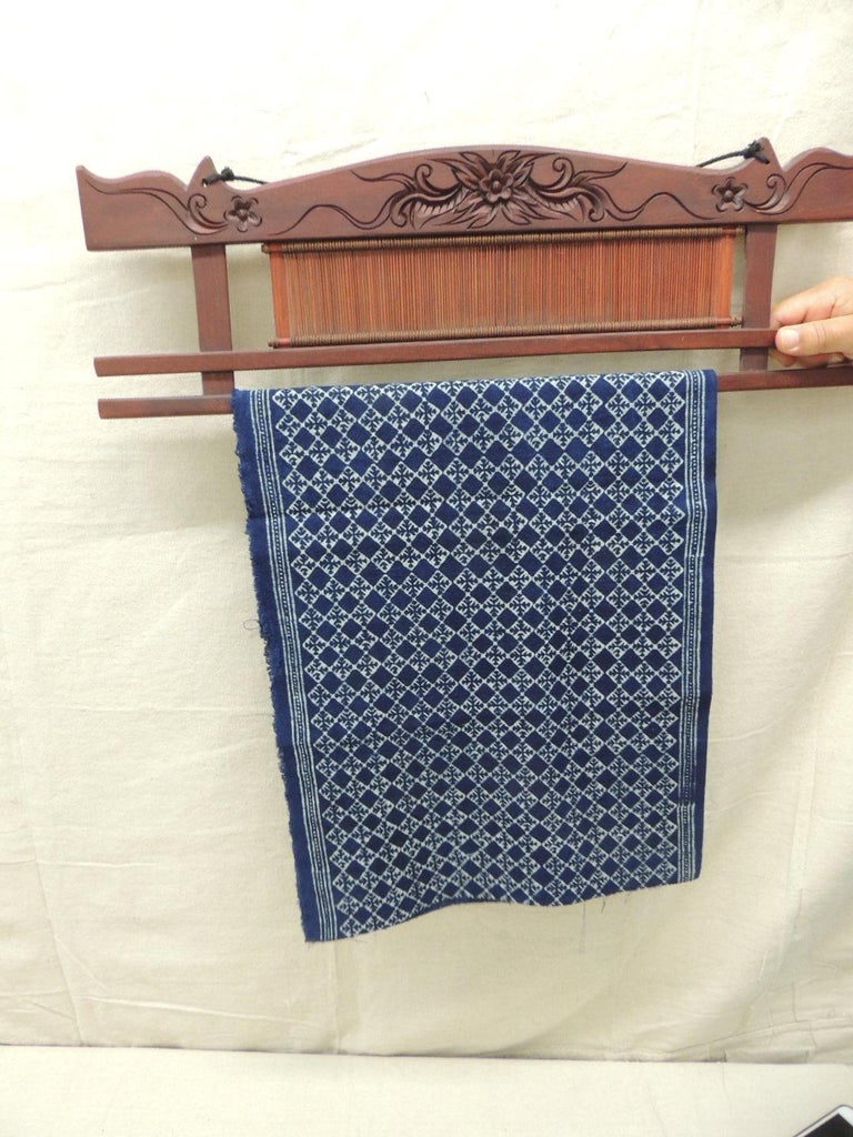Vintage Asian Reddish Wood Carved Textiles Hanger or Display Rod For ...
