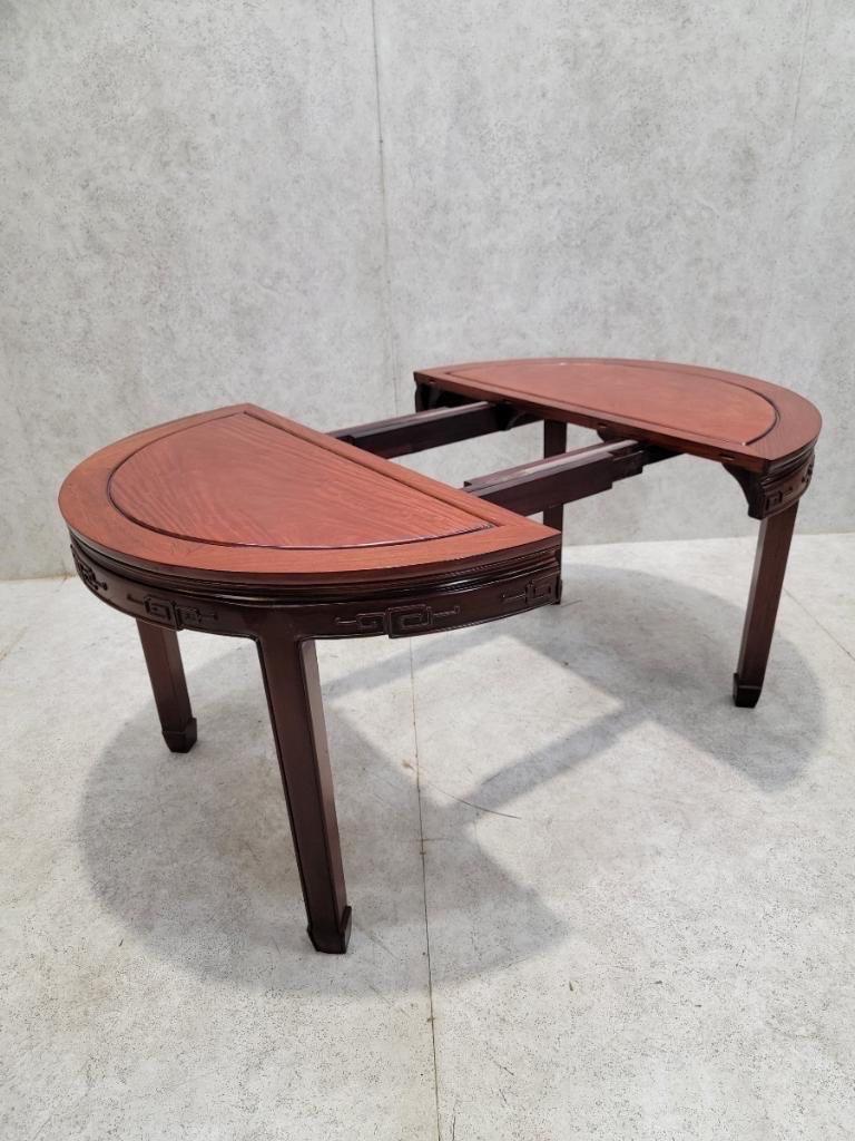 Vintage Asian Rosewood Carved Longevity Extending Dining Table and 8 Chairs For Sale 9