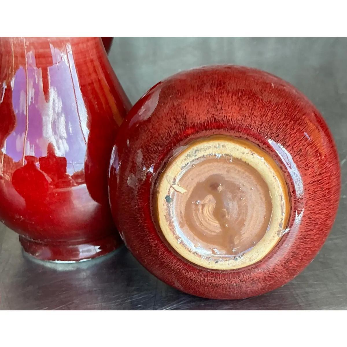 Cinese Vasi asiatici d'epoca in ceramica smaltata Sang De Beauf - Collectional 6 in vendita