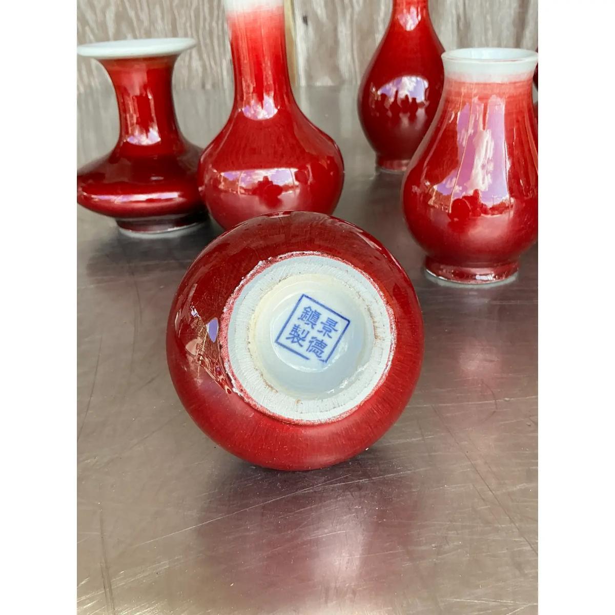XX secolo Vasi asiatici d'epoca in ceramica smaltata Sang De Beauf - Collectional 6 in vendita