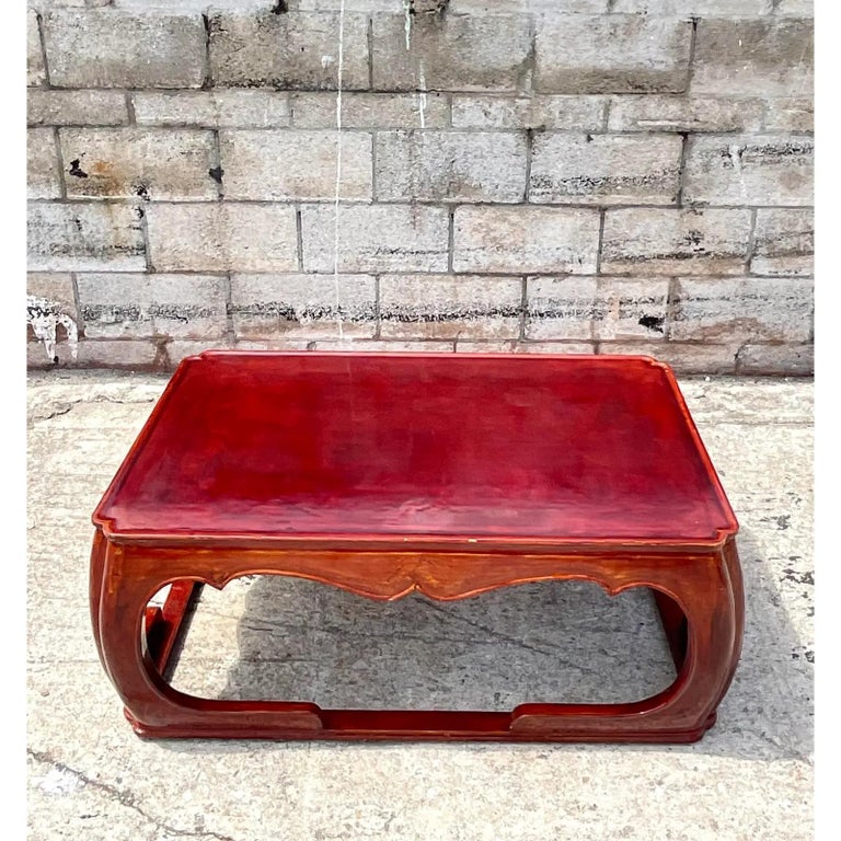Vintage Asian Signed Rae Kasian Lacquered Ming Coffee Table For Sale at 1stDibs