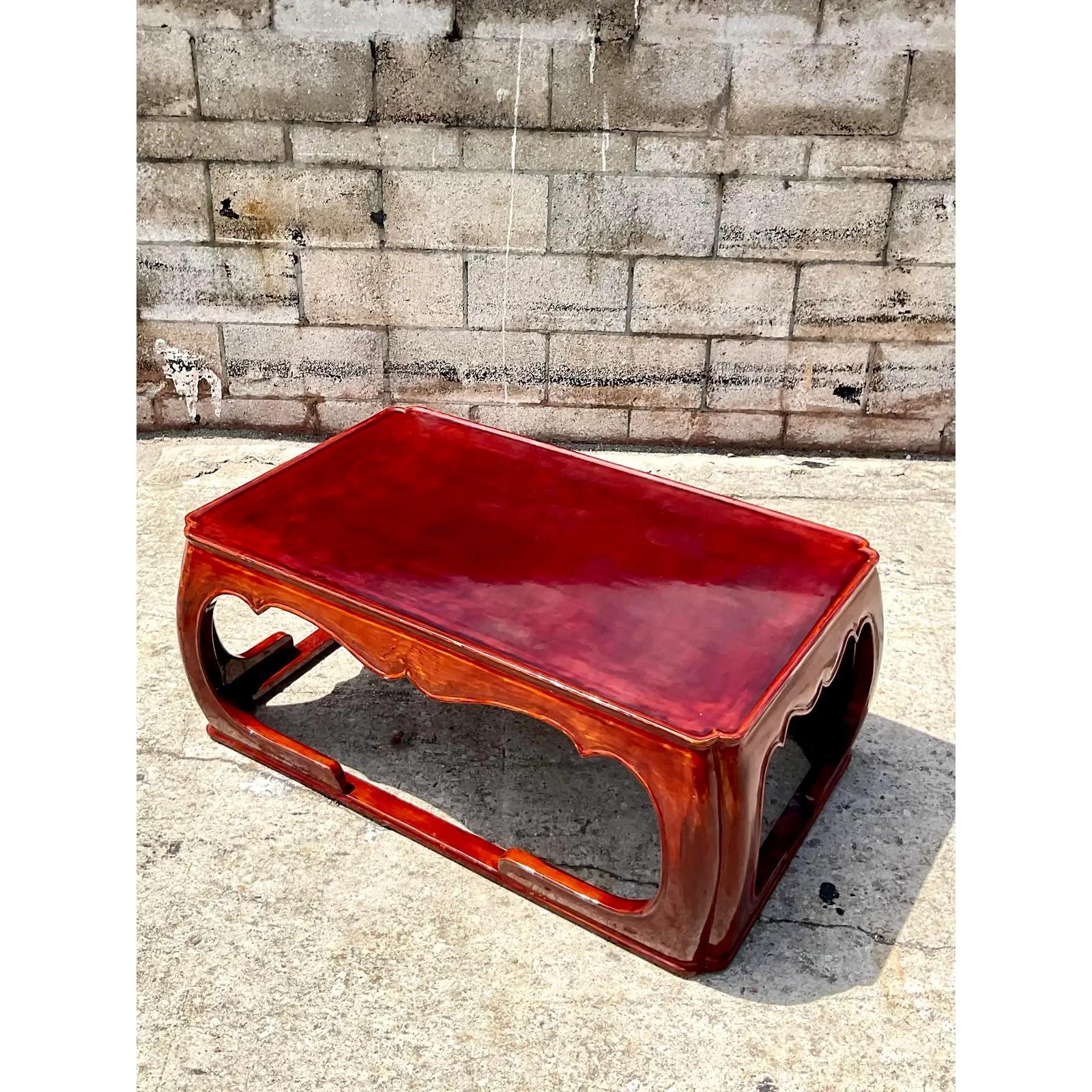 Vintage Asian Signed Rae Kasian Lacquered Ming Coffee Table In Good Condition In west palm beach, FL