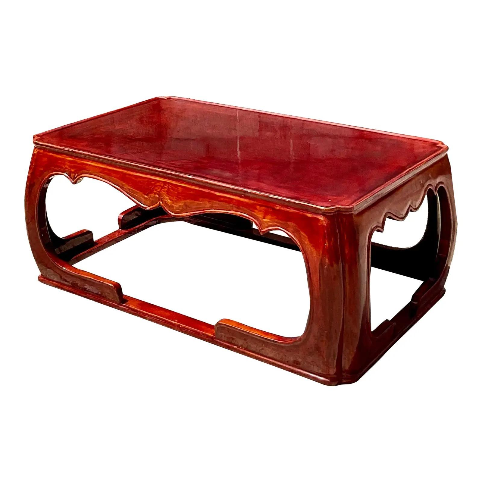 Fret Coffee Cocktail Table Ming Vintage Lacquered in Color of Your