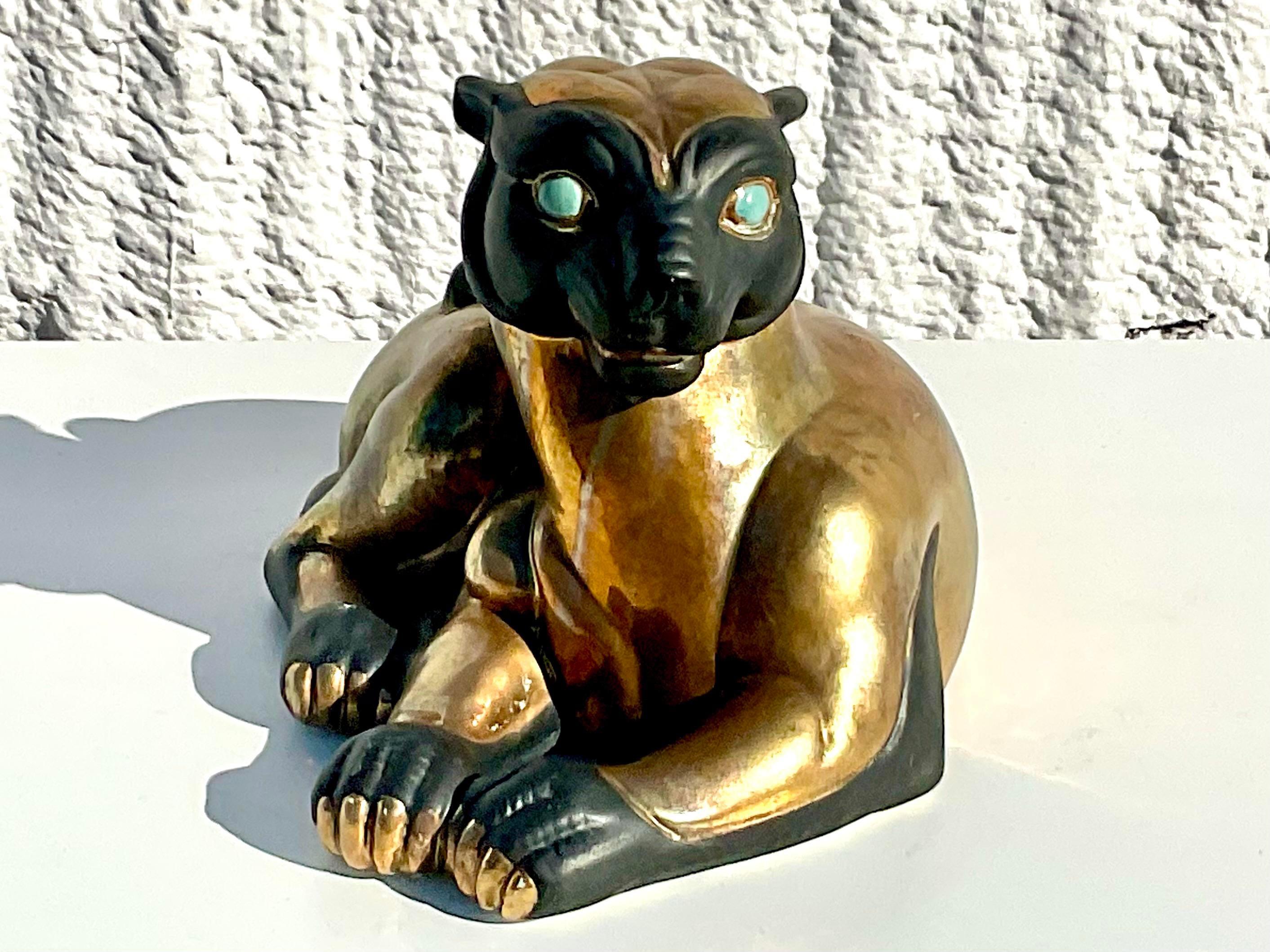 Vintage Asian Stamped Gilt Baby Panther For Sale 4