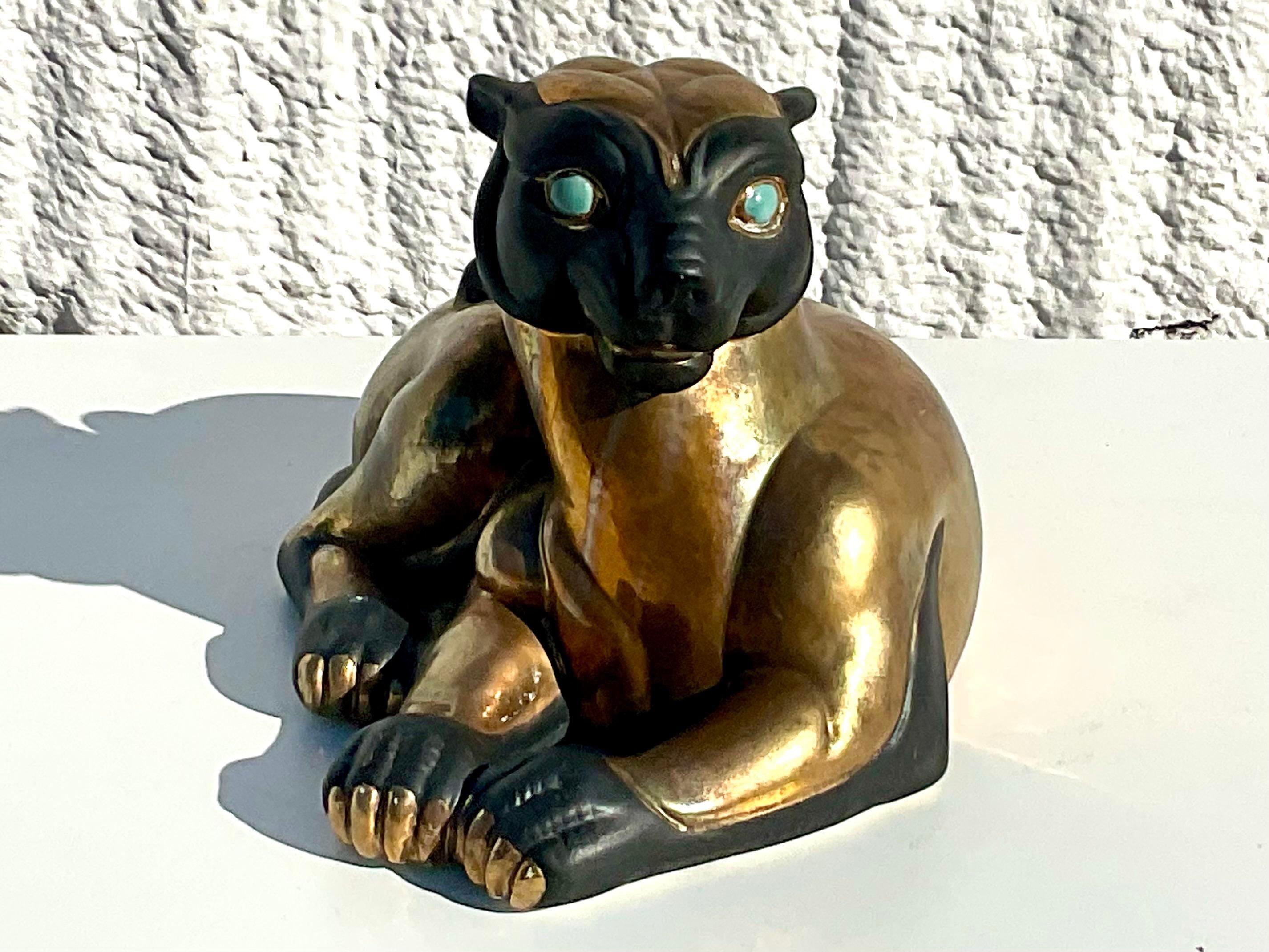 Vintage Asian Stamped Gilt Baby Panther In Good Condition For Sale In west palm beach, FL