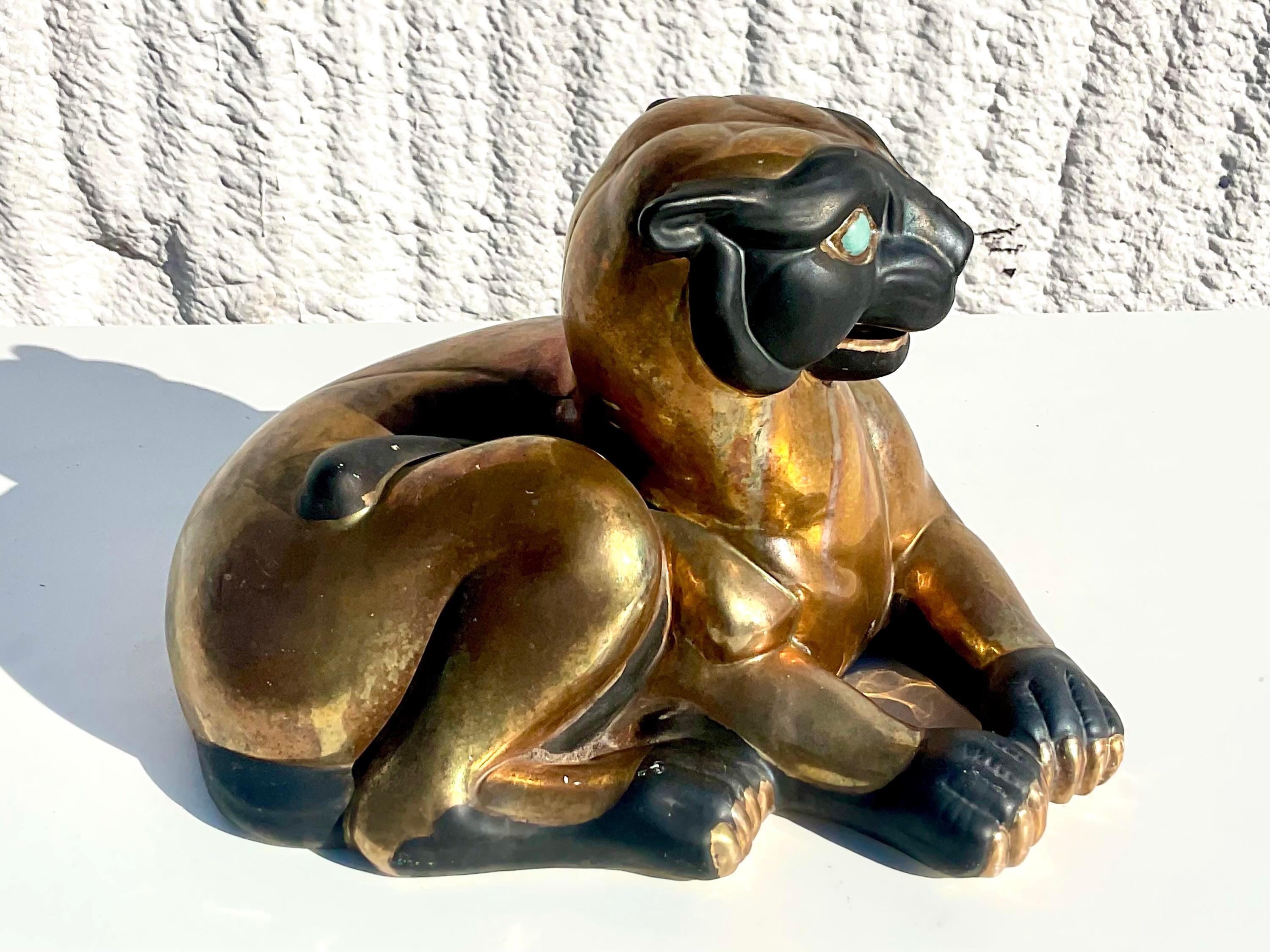 20th Century Vintage Asian Stamped Gilt Baby Panther For Sale