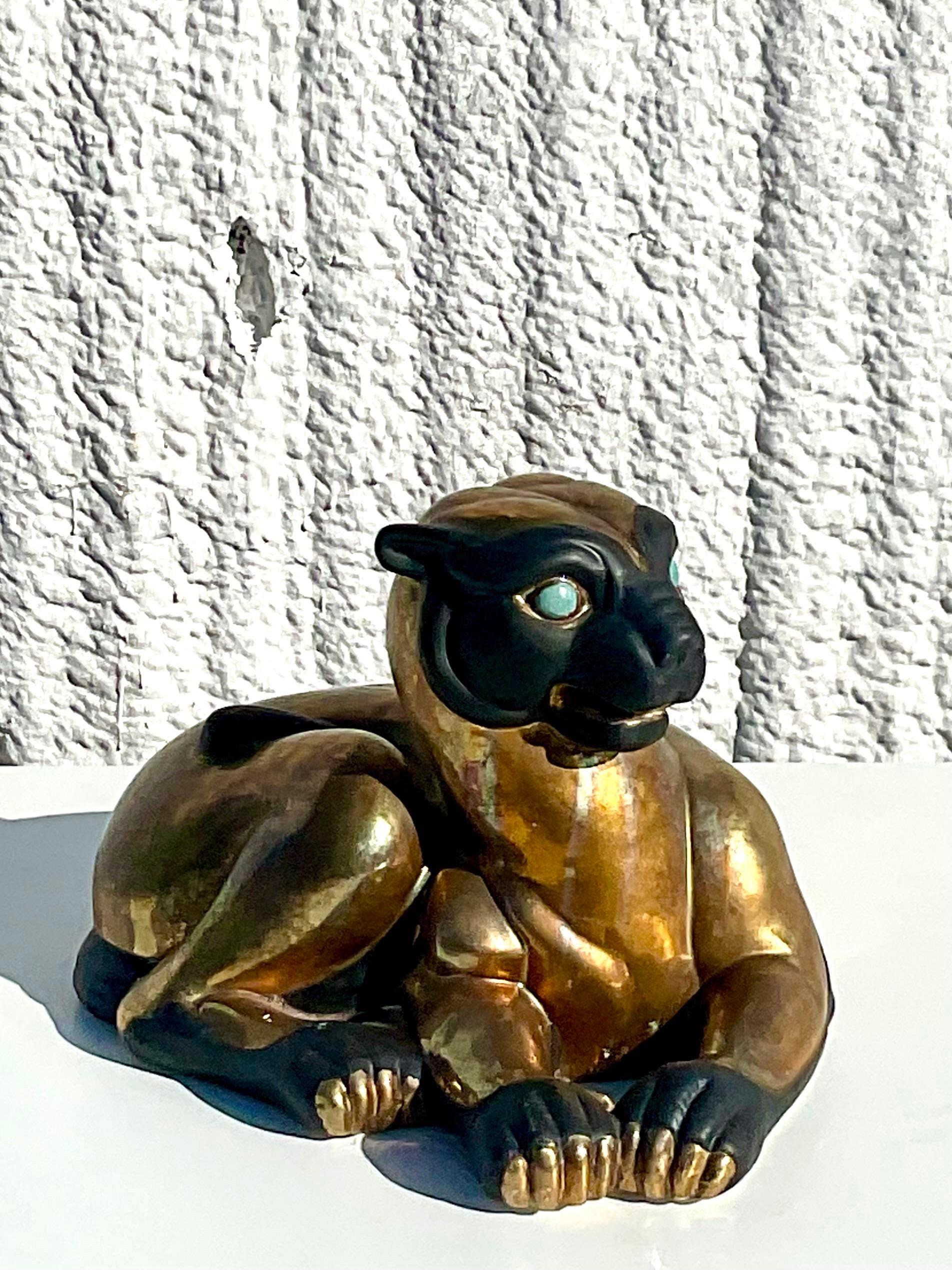 Asiatisch gestempelter vergoldeter Baby-Panther, Vintage im Angebot 1