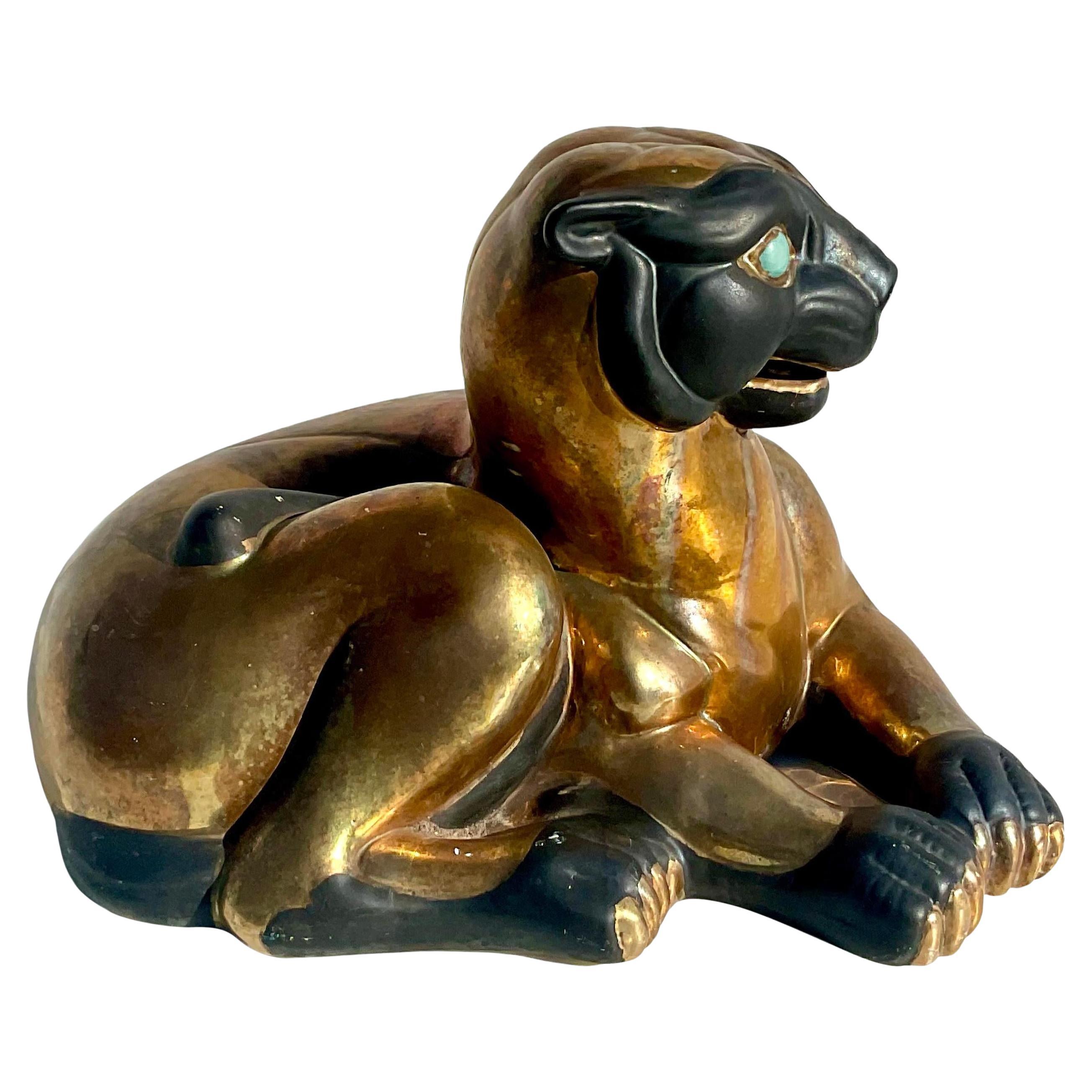 Vintage Asian Stamped Gilt Baby Panther For Sale