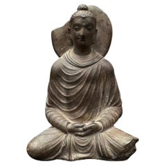 Vintage Asian Stone Carving Gandharan Buddha Statue - Ancient Style Buddhist Art