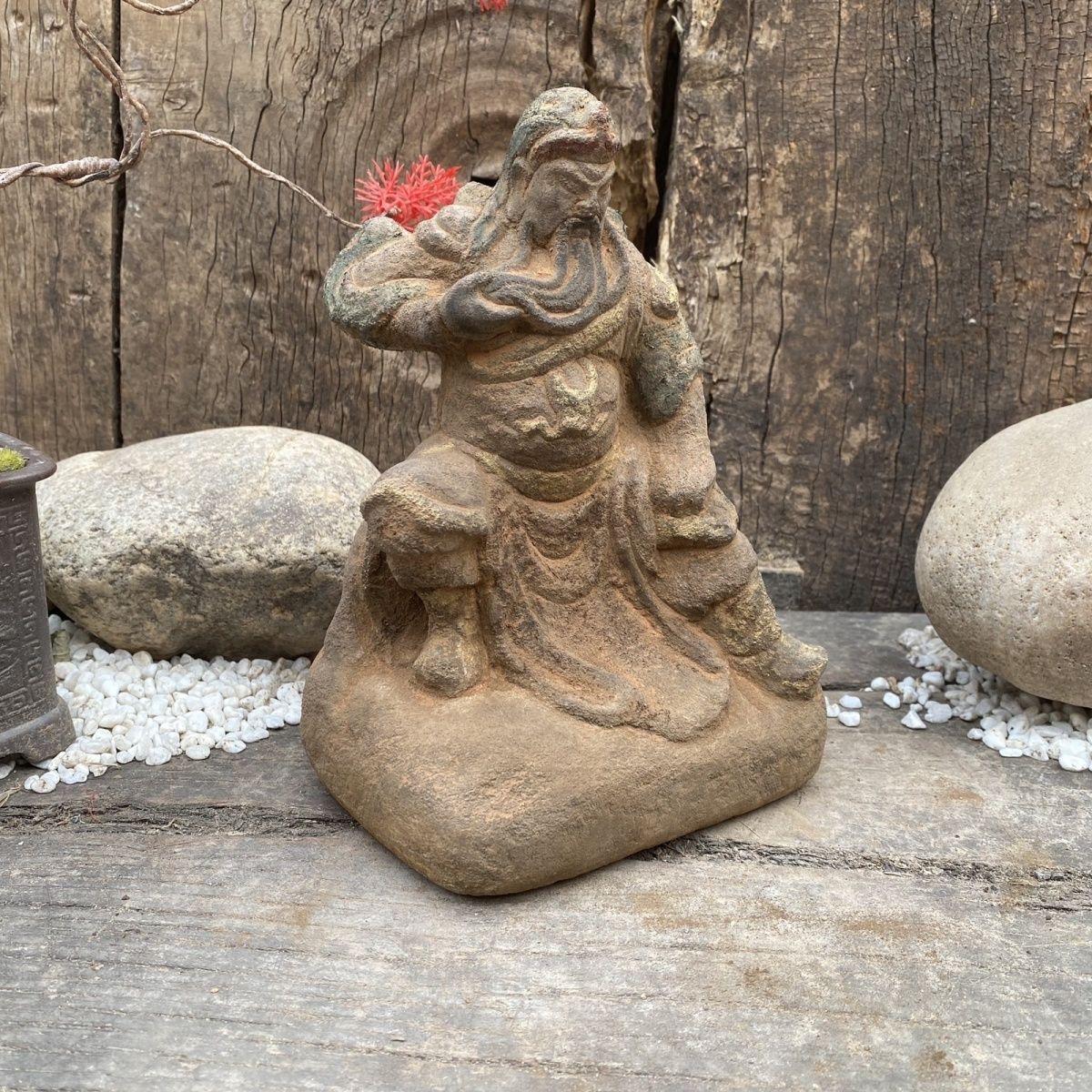 Vintage Asian Stone Carving General Guan Yu Statue For Sale 6