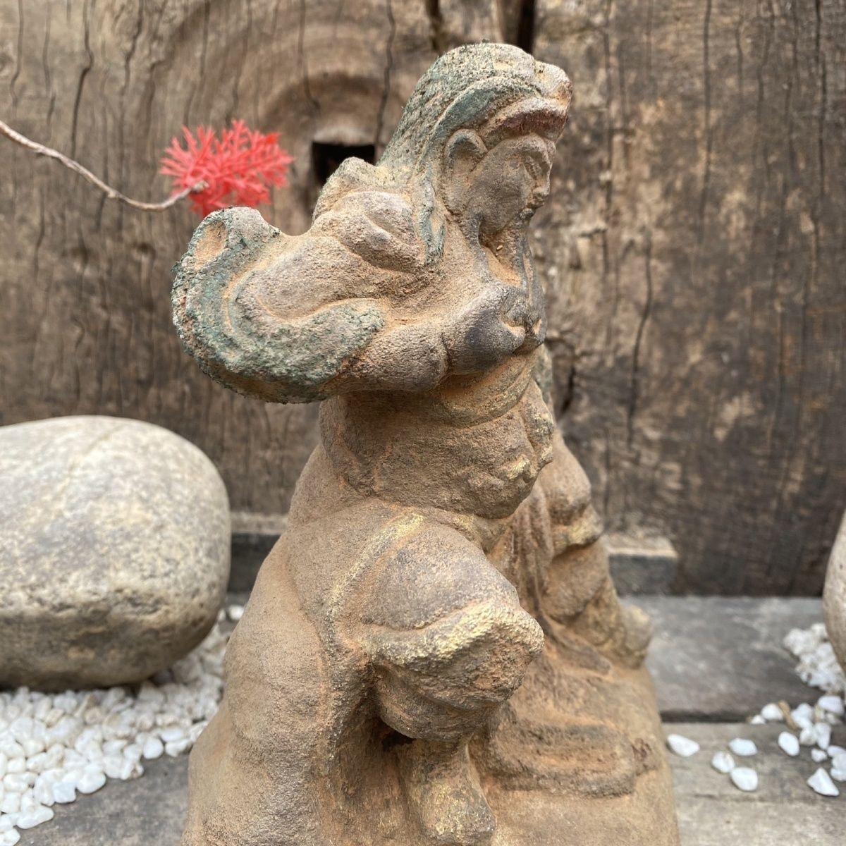 Vintage Asian Stone Carving General Guan Yu Statue For Sale 7