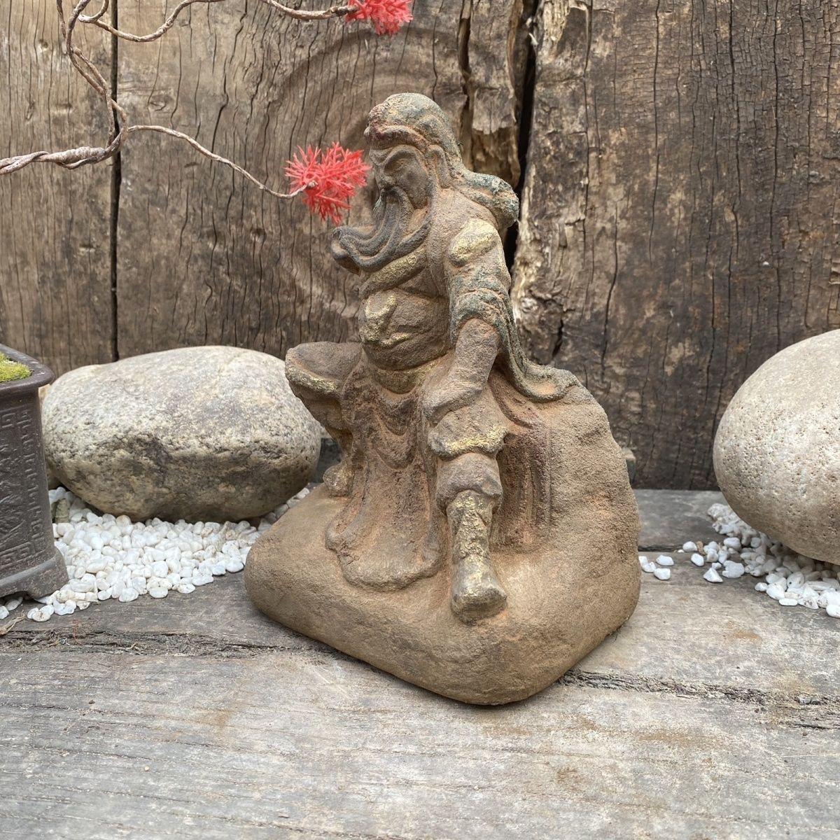 20th Century Vintage Asian Stone Carving General Guan Yu Statue For Sale
