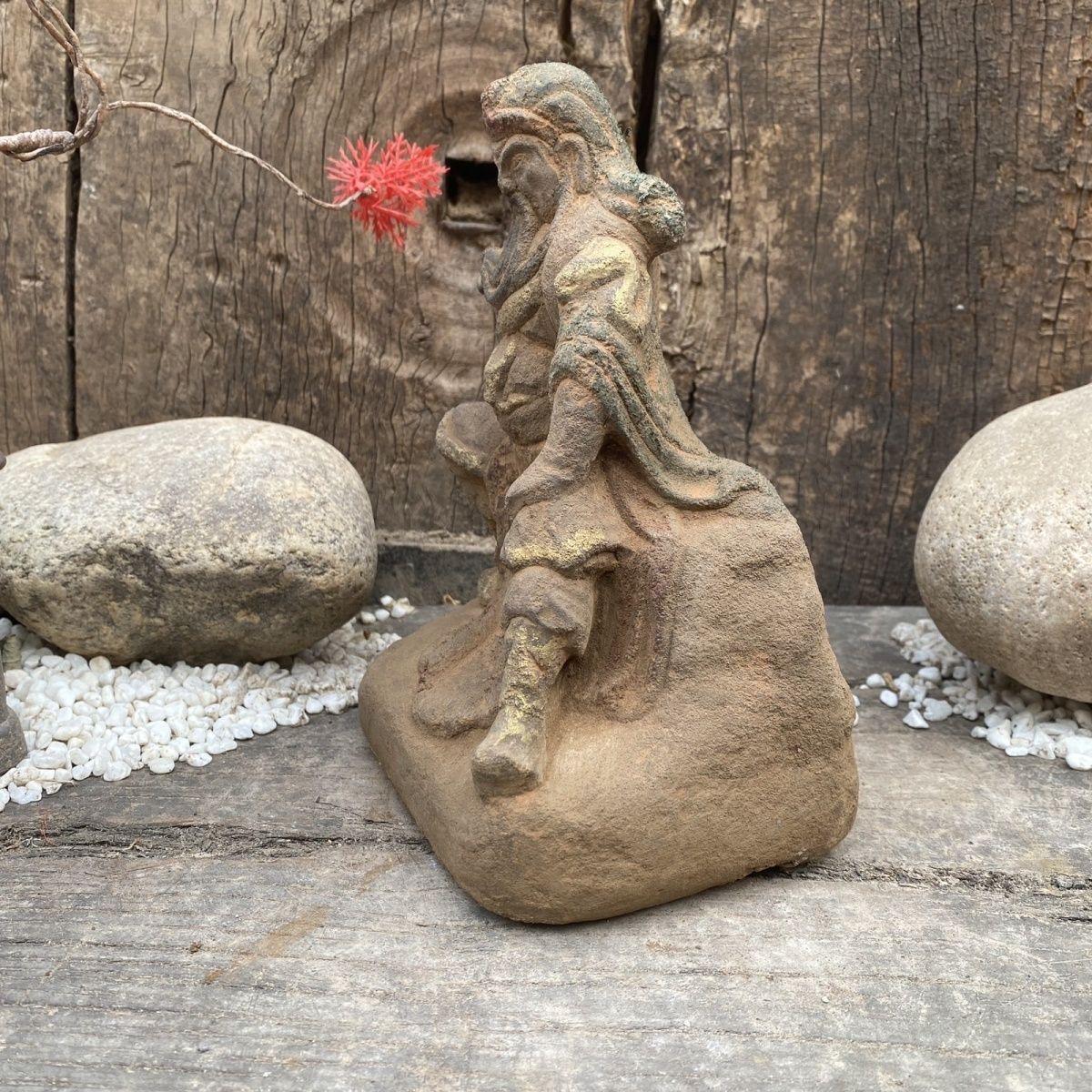 Vintage Asian Stone Carving General Guan Yu Statue For Sale 5