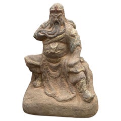 Vintage Asian Stone Carving General Guan Yu Statue