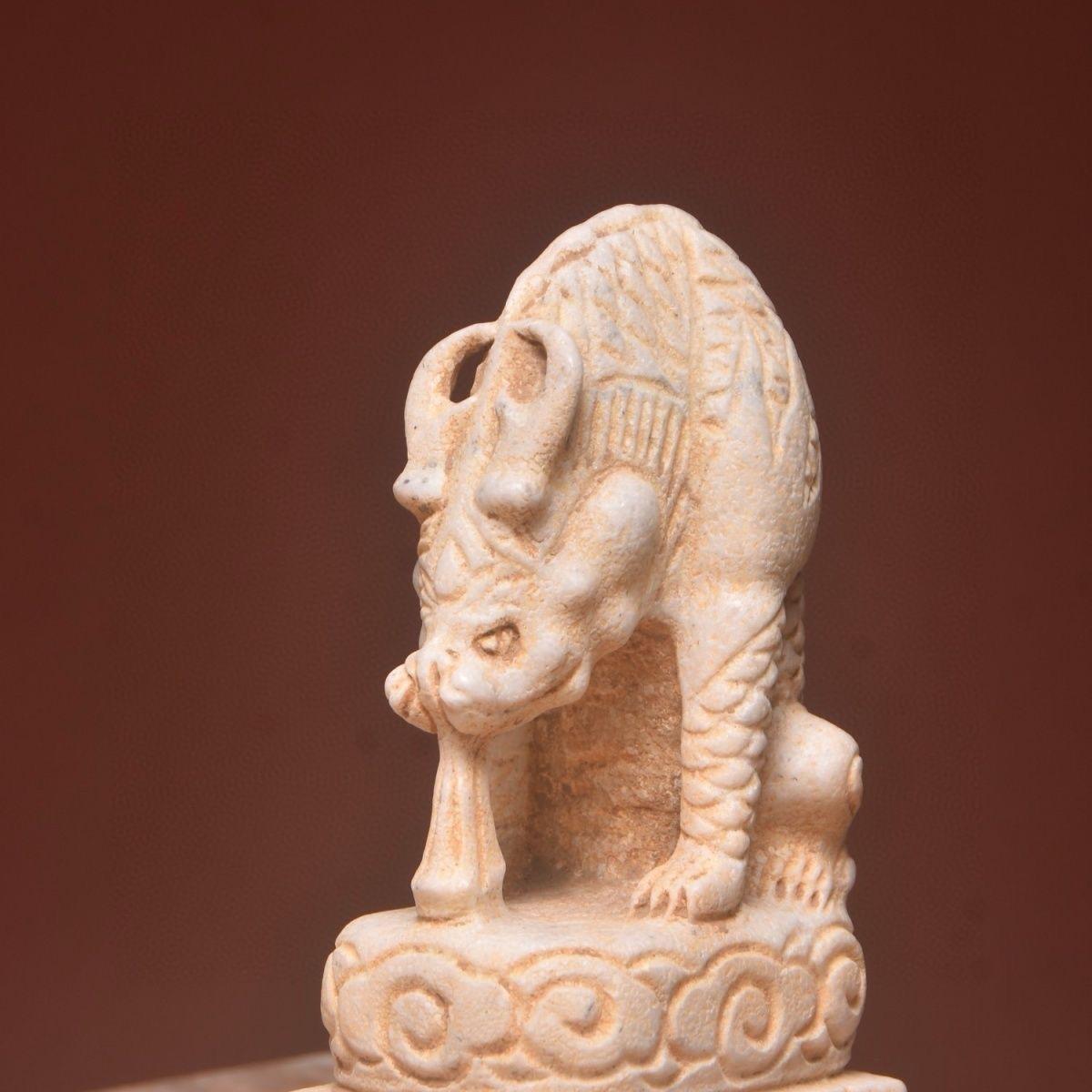 Vintage Asian Stone Carving Water-Absorbing Guardian Beasts Pair For Sale 3