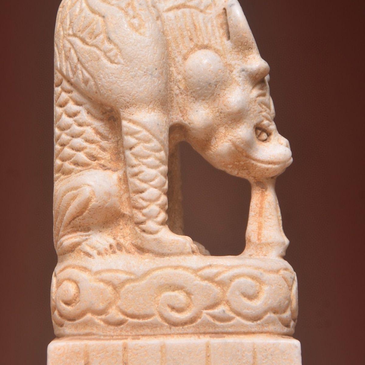 Vintage Asian Stone Carving Water-Absorbing Guardian Beasts Pair For Sale 5
