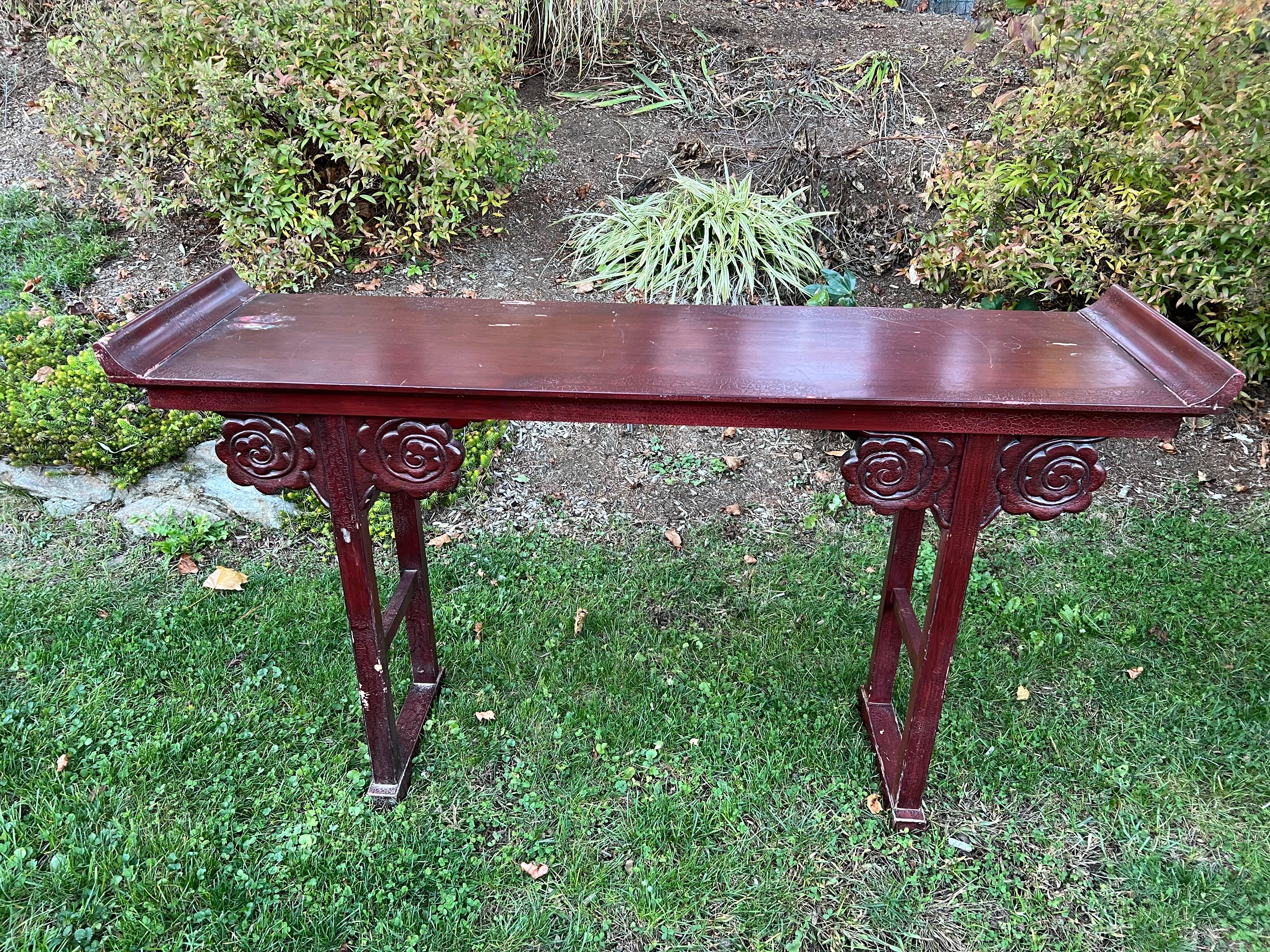 Wood Vintage Asian Style Console Table