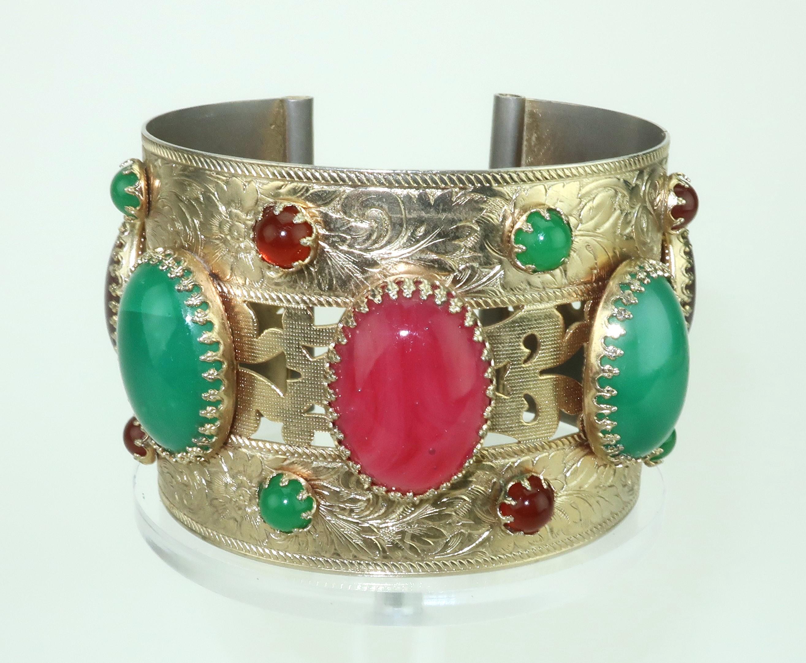 Bracciale vintage con finti cabochon in stile Asian Style in vendita 5