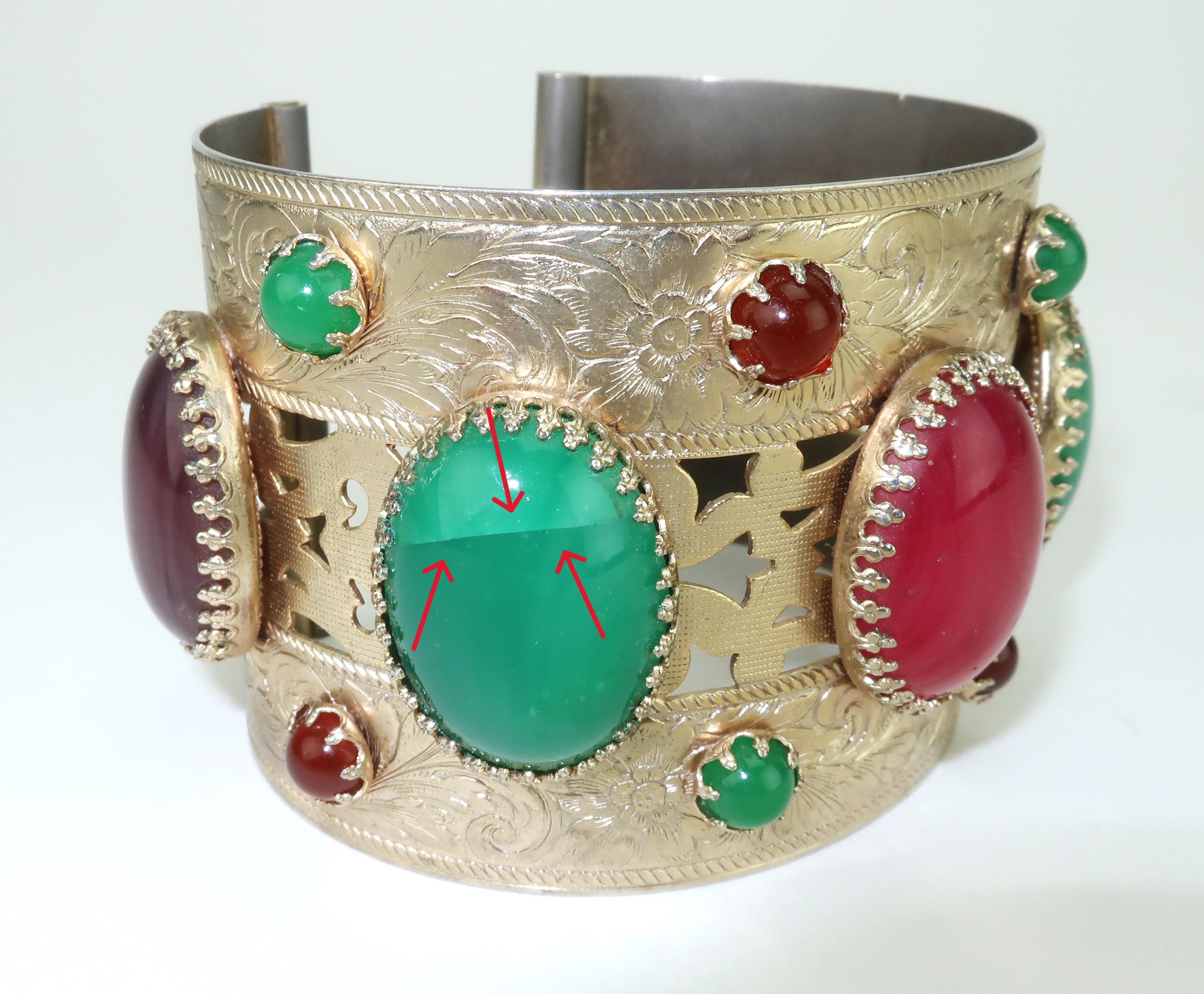 Bracciale vintage con finti cabochon in stile Asian Style in vendita 6