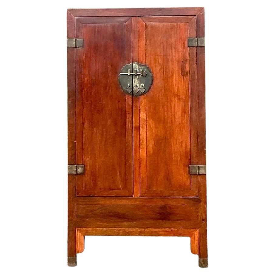 Vintage Asian Tall Medallion Cabinet