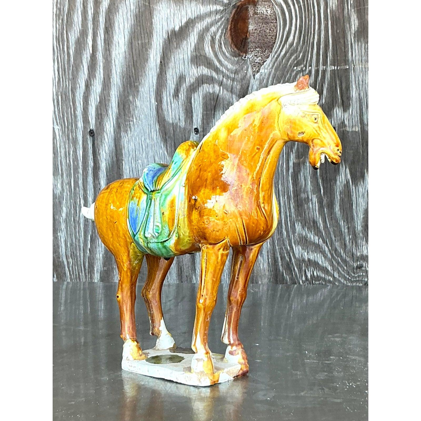 Ceramica Cavallo da tempio asiatico vintage in vendita