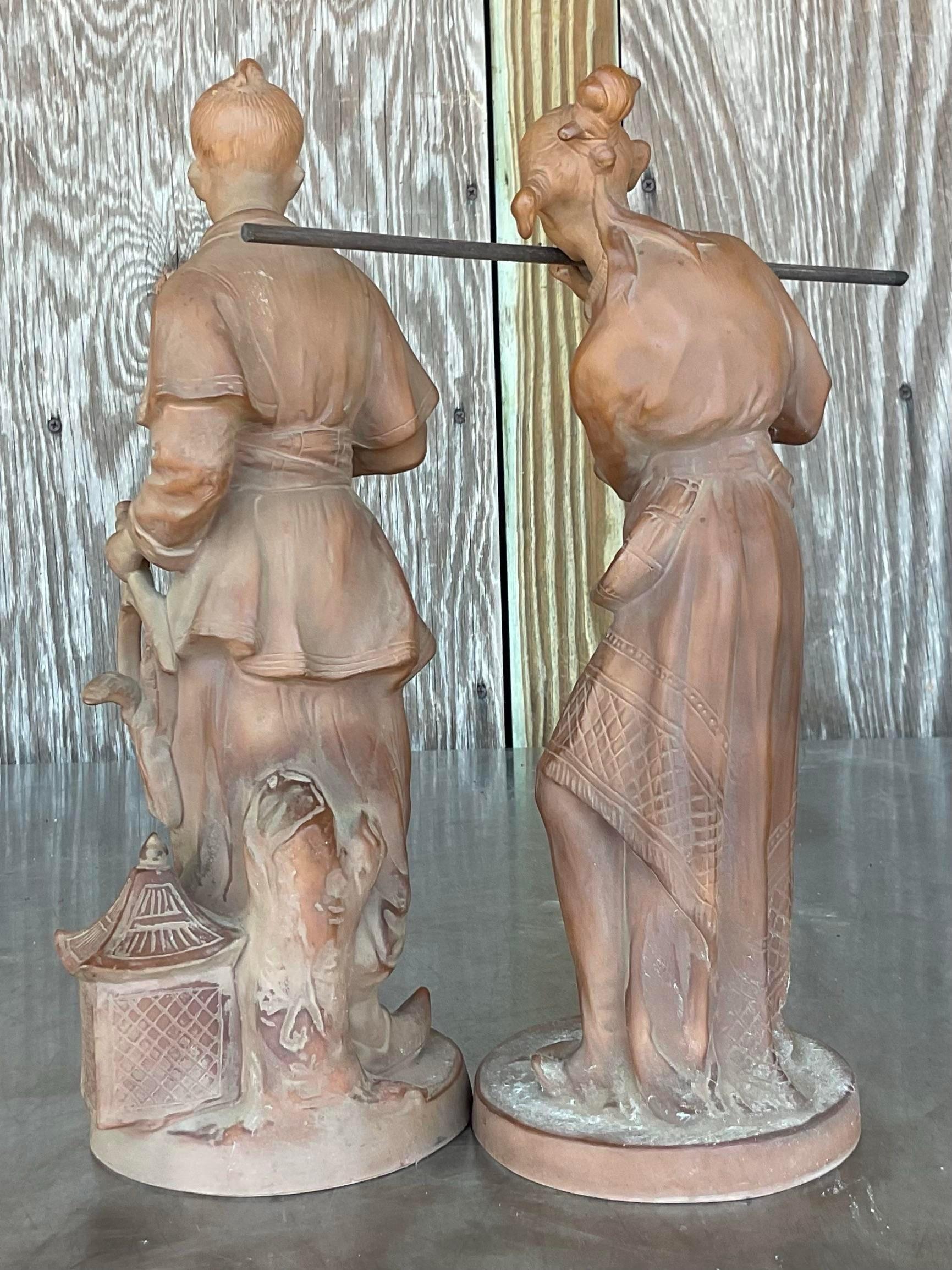 Pareja de Terracota Asiática Vintage - Set de 2 Chino en venta