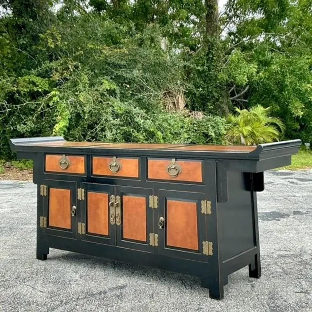 Credenza Pagoda Vintage Asiática Bicolor Estadounidense
