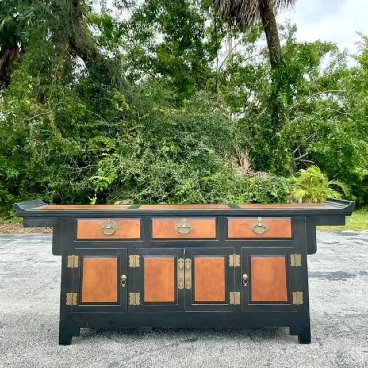 Credenza Pagoda Vintage Asiática Bicolor Metal