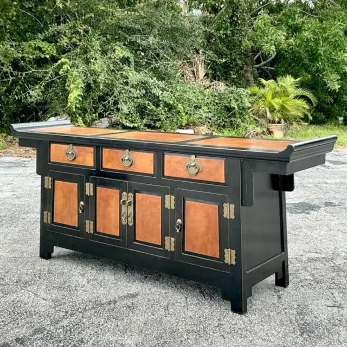 Credenza Pagoda Vintage Asiática Bicolor 1