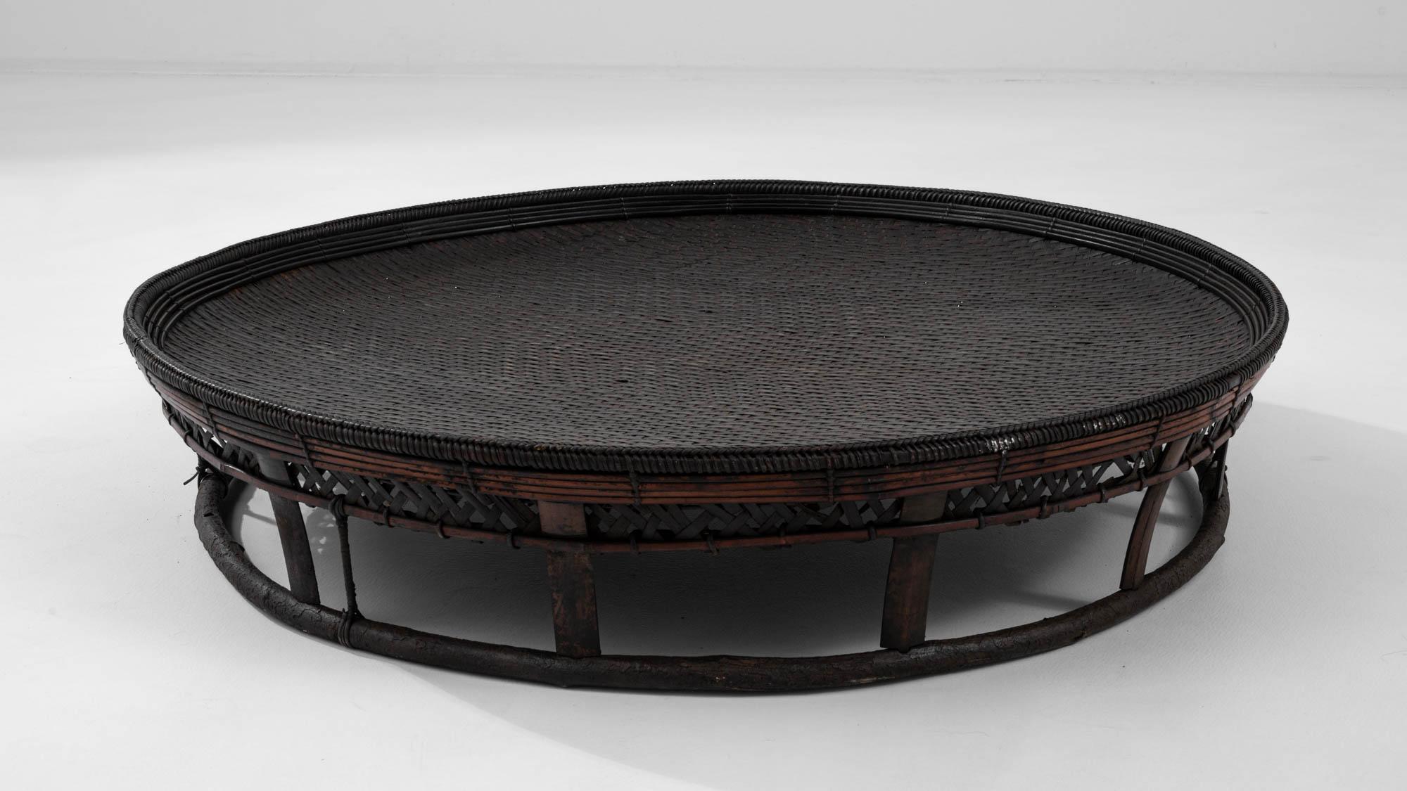 Vintage Asian Wicker Coffee Table  For Sale 2