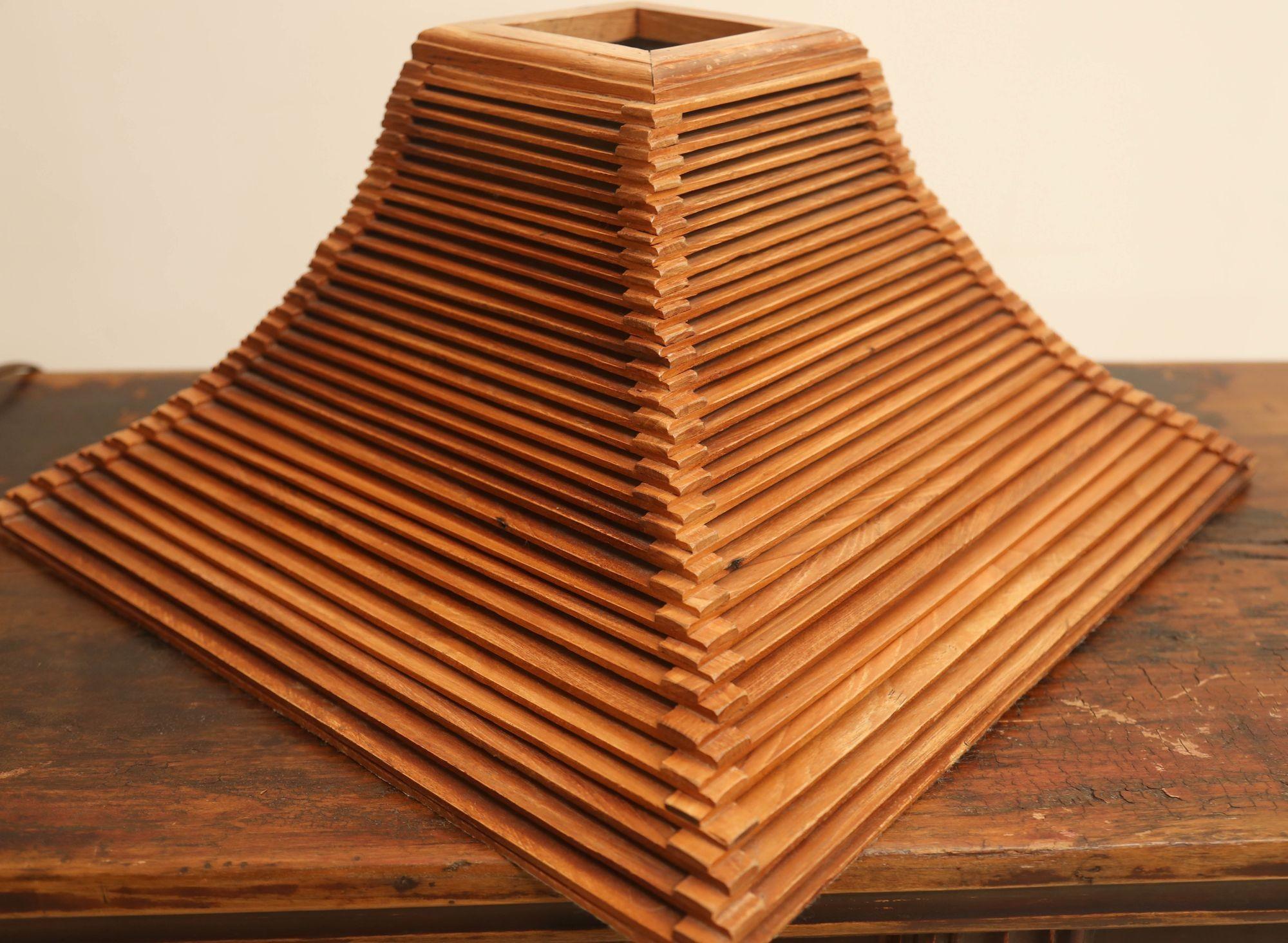 Vintage Asian Wood Table Lamps Handcrafted in Japan In Good Condition For Sale In North Hollywood, CA