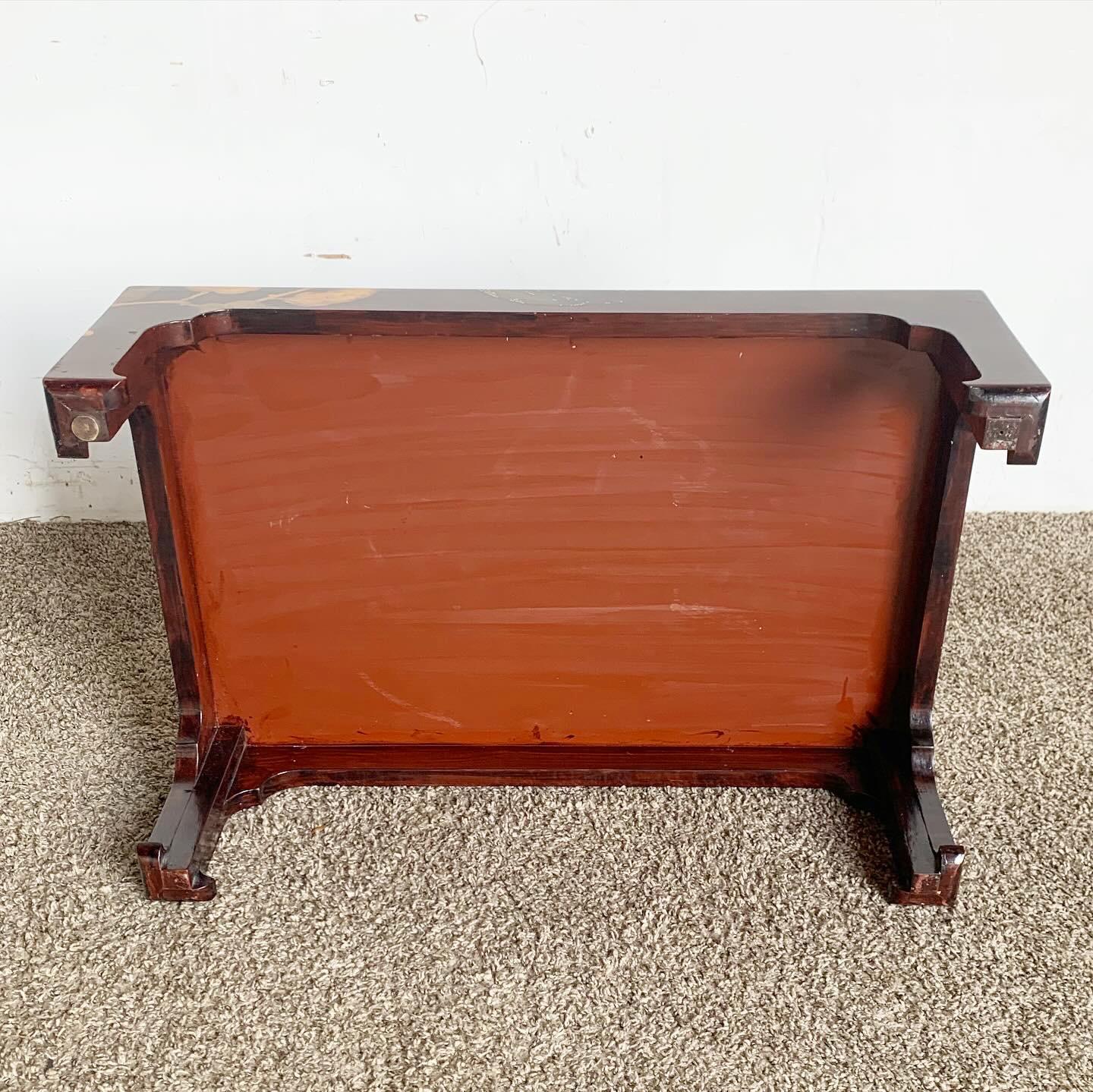 Chinoiserie Vintage Asian Wooden Inlayed Asian Prayer Table For Sale