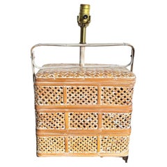 Vintage Asian Woven Basket Basket Table Lamp