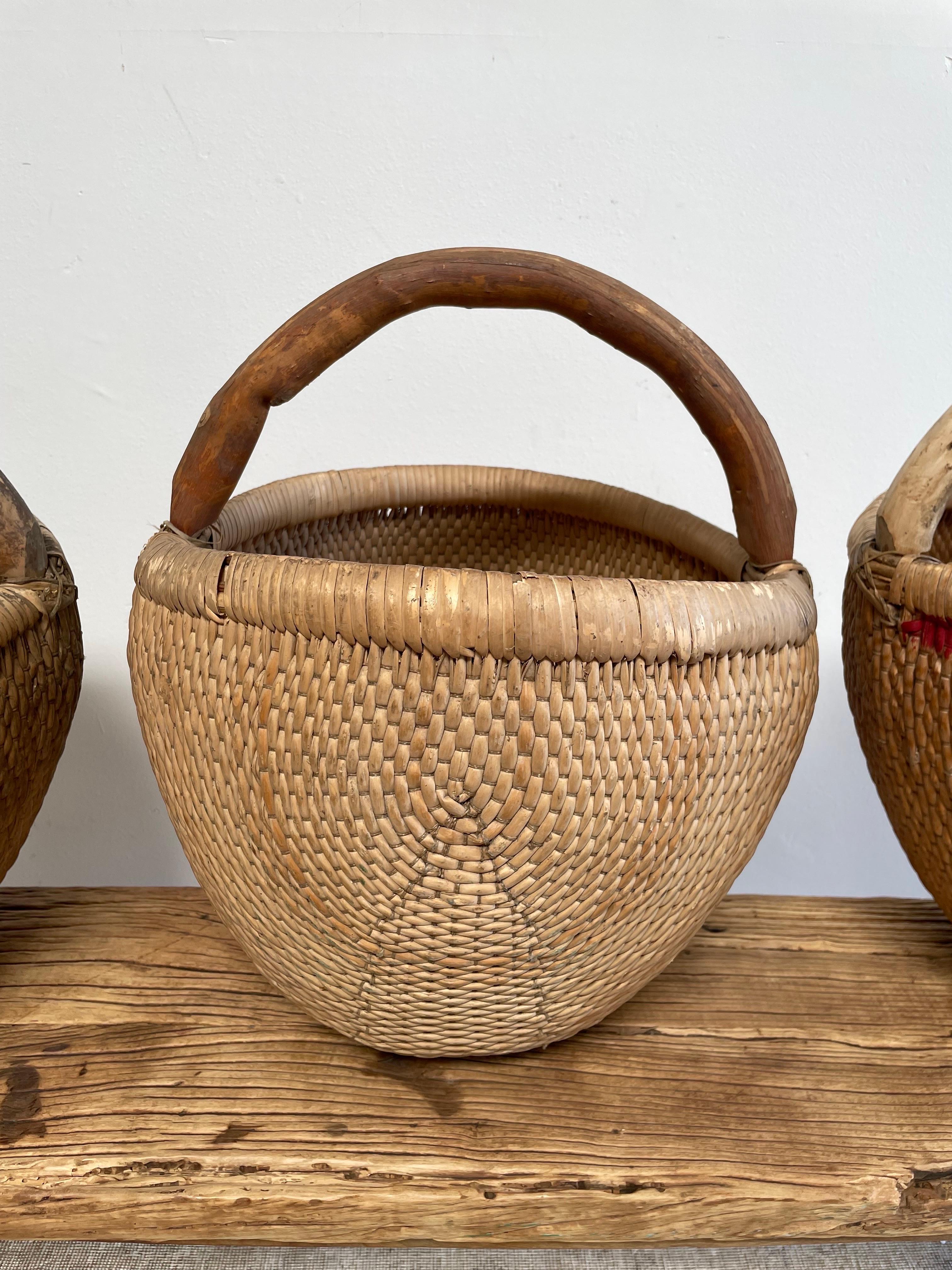 20th Century Vintage Asian Woven Baskets For Sale