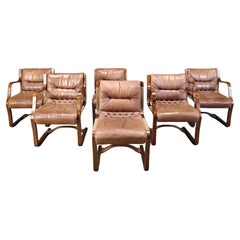 Vintage Asko Pajamies Finland Leather Plywood chairs, set of 6 - 1970s