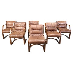 Vintage Asko Pajamies Finland Leather Plywood chairs, set of 6 - 1970s